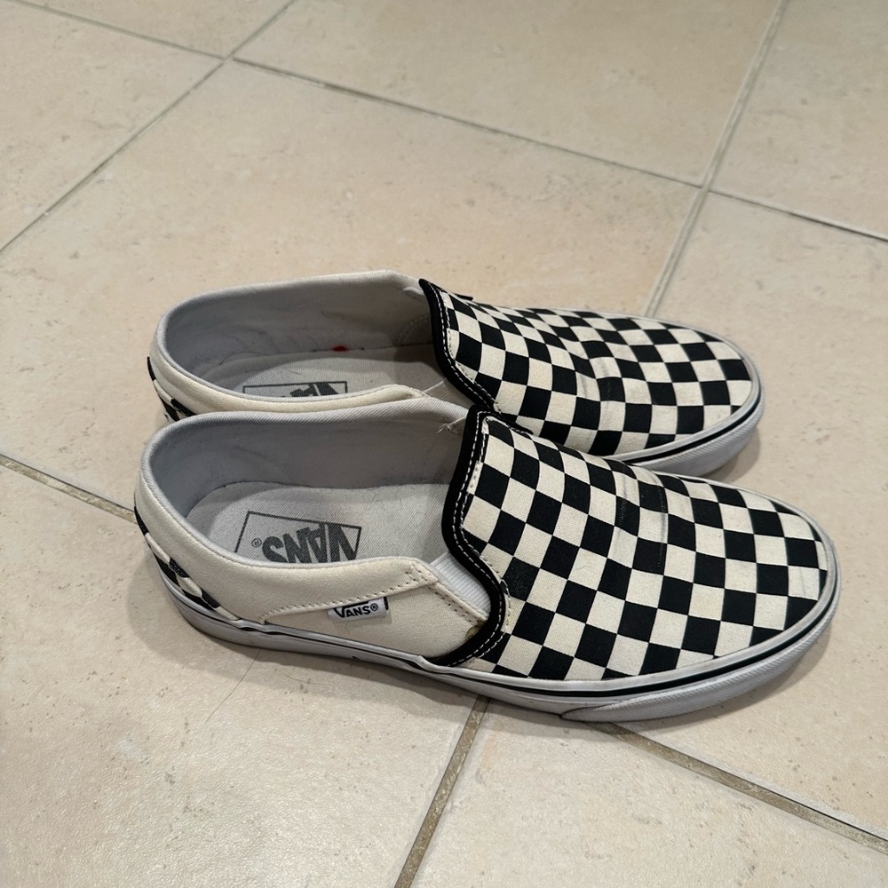 Vans Black and White Checkered Slip-On Sneakers